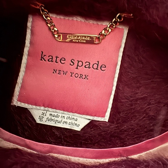 NWT kate spade gorgeous burgundy brushed wool coat with pearl buttons - Size XL - Picture 6 of 8